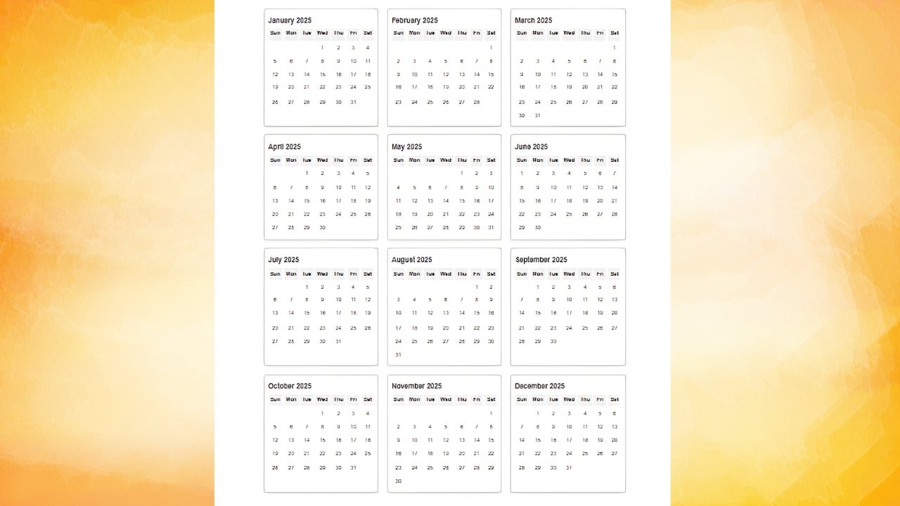 2025 calendar generator printable